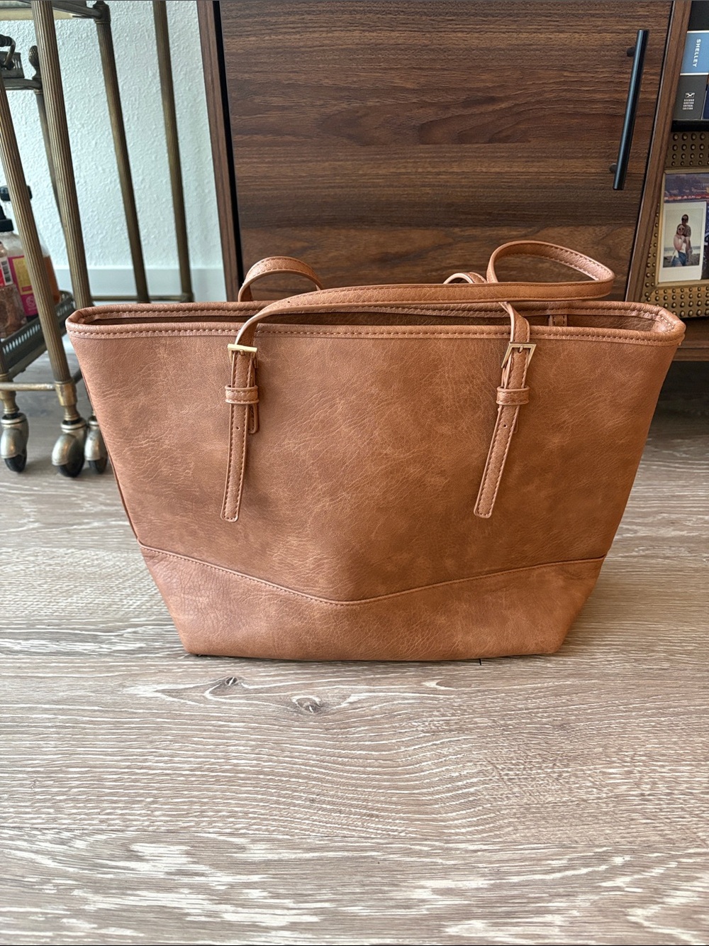 Urban Expressions Cognac Brown Faux Leather Tote